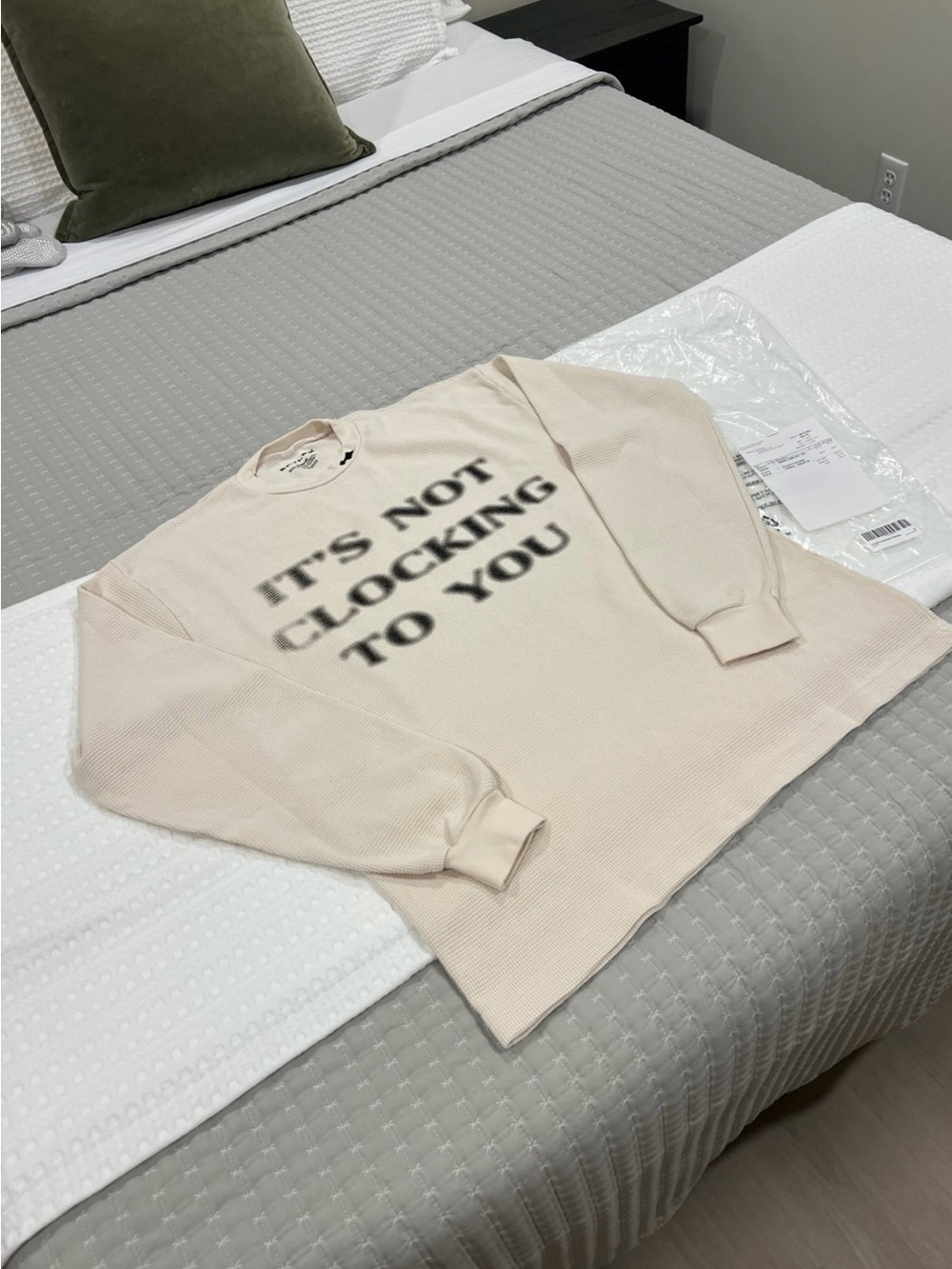 Skylrk Justin Bieber Waffle Knit Long Sleeve Tee - "IT'S NOT CLOCKING TO YOU"